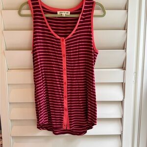 Olive & Oak Women's Peach and Maroon Striped Tank Top
